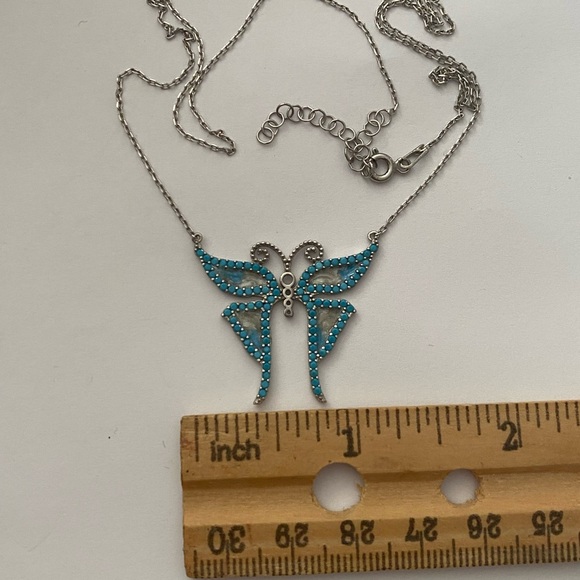 Handmade 925 silver pink enamel butterfly necklace - Picture 3 of 3